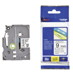 Brother TZe-221 Sort tekst på hvid tape lamineret 9mm