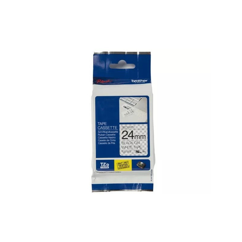 TZe tape 24mmx8m safety sort-hvid