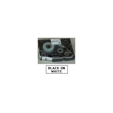 TZe tape 18mmx8m non lamineret sort-hvid