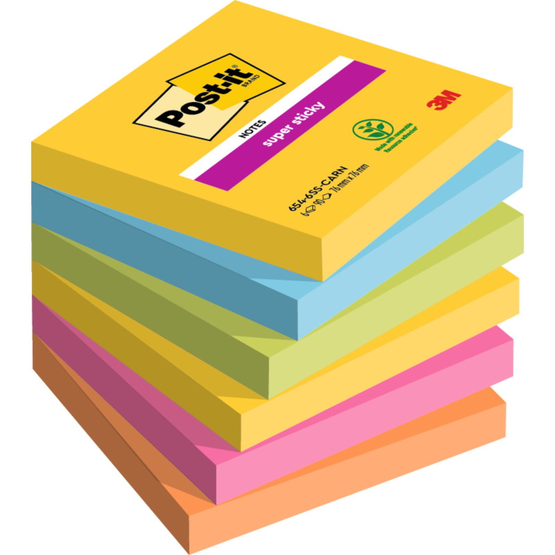 Post-it SS-Notes Super sticky 76x76 Rio 6stk. 3M Post-it SS-Notes Super sticky 76x76 Rio 6stk. 3M