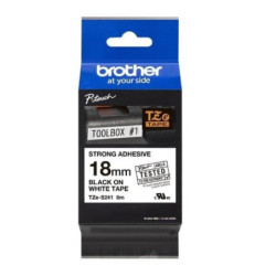 Brother TZe-S241 Sort tekst på hvid tape lamineret 18mm ekstra klæb