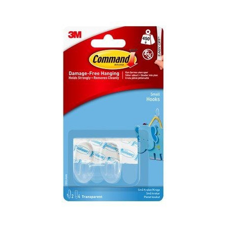 Command små gennemsigtige kroge med strips