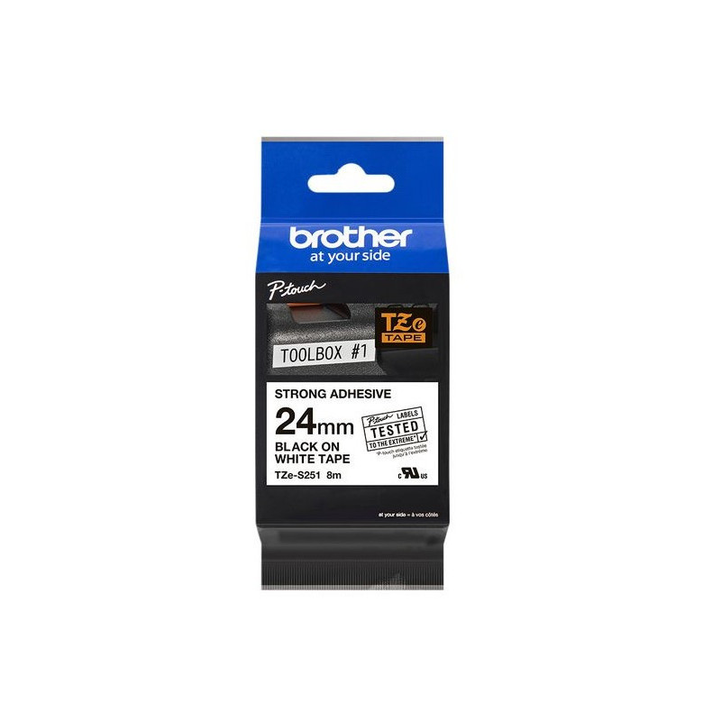 Brother TZe-S251 Sort på hvid