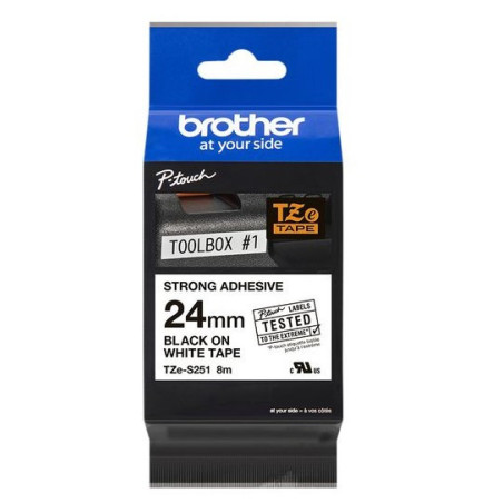 Brother TZe-S251 Sort på hvid