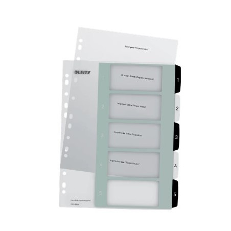 Register printbar PP A4+ 1-5 hvid-sort