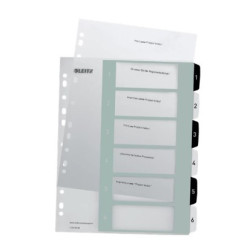 Register printbar PP A4+ 1-6 hvid-sort