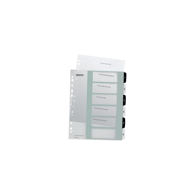 Register printbar PP A4+ 1-6 hvid-sort