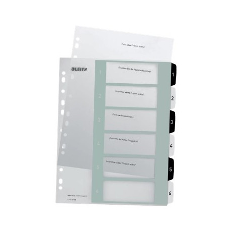 Register printbar PP A4+ 1-6 hvid-sort