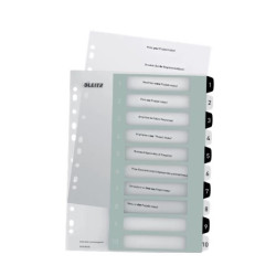 Register printbar PP A4+ 1-10 hvid-sort