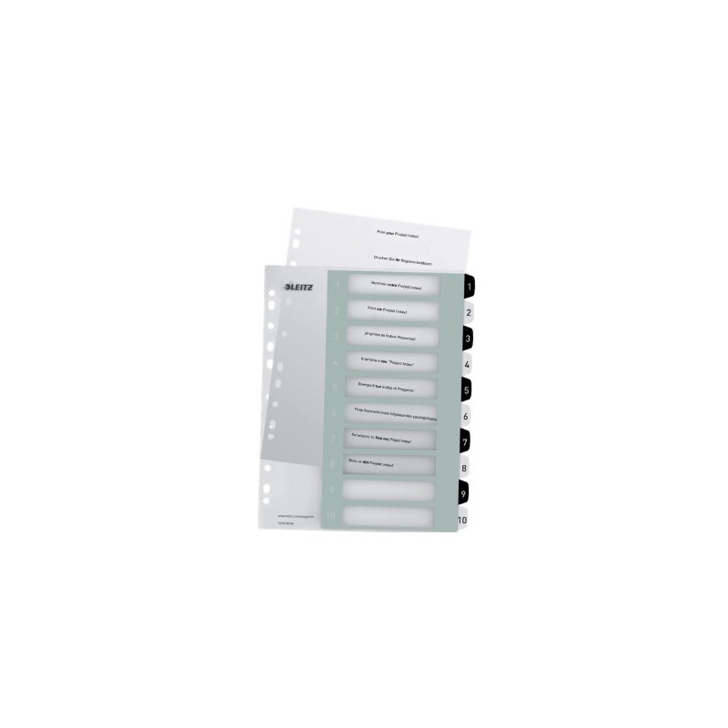 Register printbar PP A4+ 1-10 hvid-sort