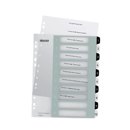 Register printbar PP A4+ 1-10 hvid-sort