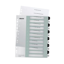 Register printbar PP A4+ 1-12 hvid-sort