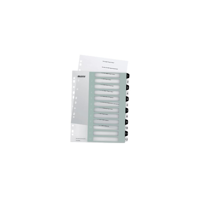Register printbar PP A4+ 1-12 hvid-sort