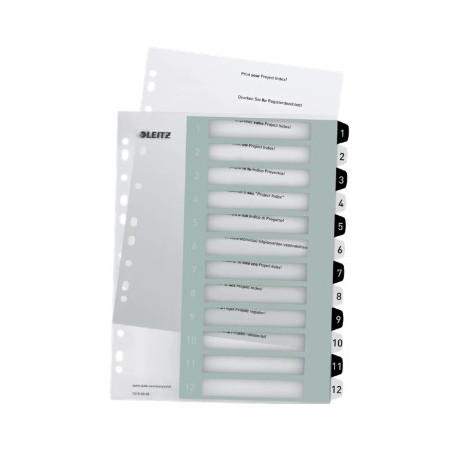 Register printbar PP A4+ 1-12 hvid-sort