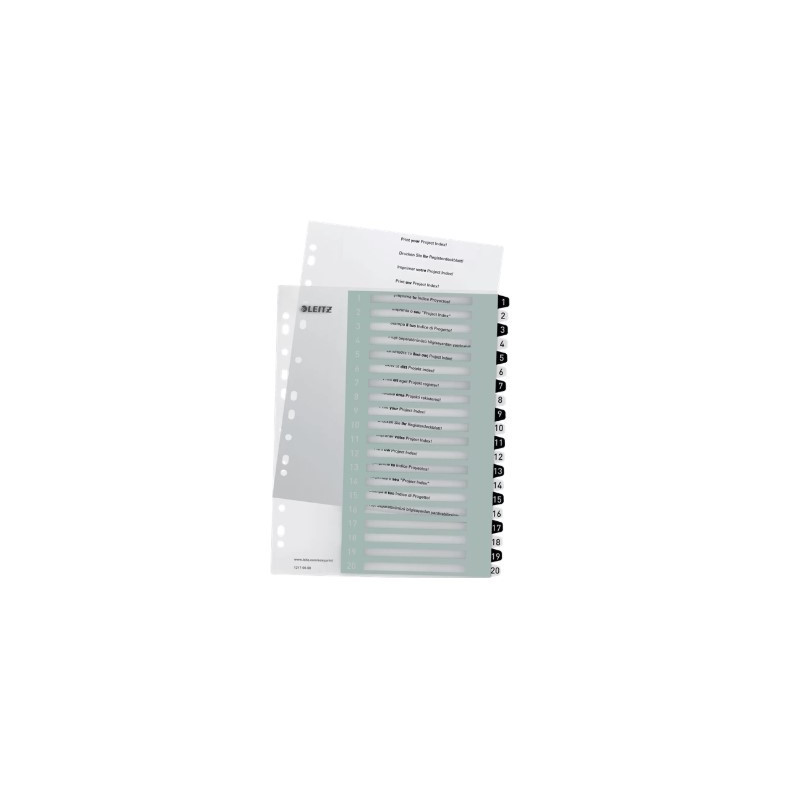 Register printbar PP A4+ 1-20 hvid-sort