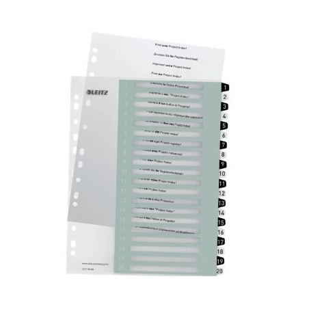 Register printbar PP A4+ 1-20 hvid-sort