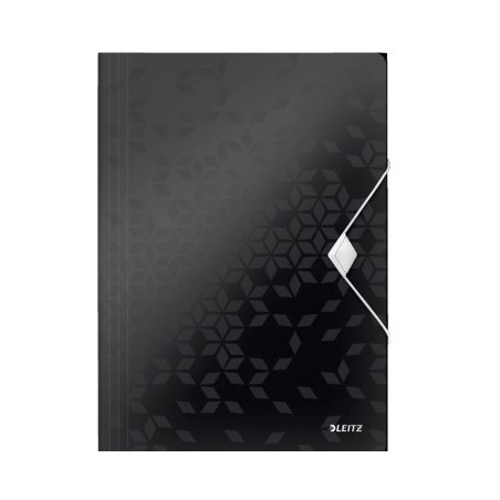 3-klap elastikmappe WOW PP A4 sort