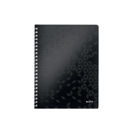 Notesblok WOW PP A4 lin. 80ark m-hul sort