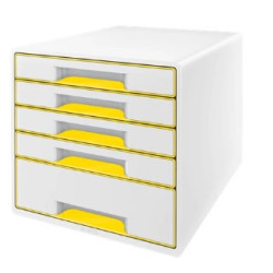 Desk Cube WOW 5-skuffer hvid-gul