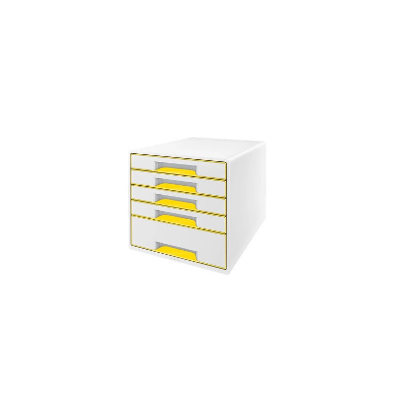 Desk Cube WOW 5-skuffer hvid-gul