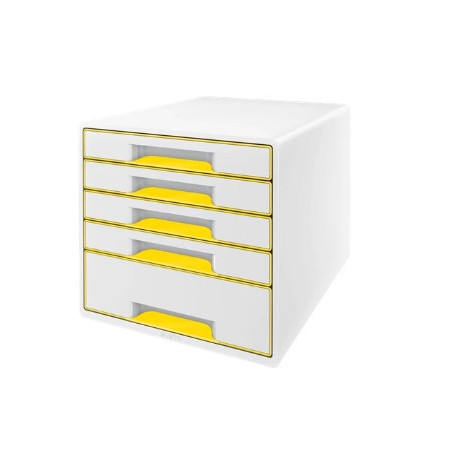 Desk Cube WOW 5-skuffer hvid-gul