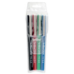 Fineliner 200 Fine 0.4 4-sæt