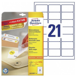 Avery L6023REV-25 Aftagelige etiketter 21 pr. ark 63