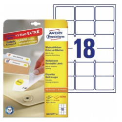 Avery L6025REV-25 Aftagelige etiketter 18 pr. ark 63