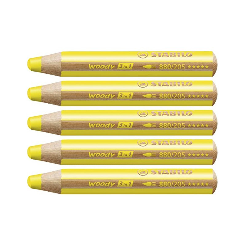Stabilo woody 880-205 Gul tyk farveblyant 5stk