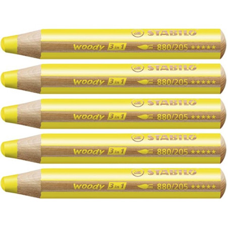 Stabilo woody 880-205 Gul tyk farveblyant 5stk