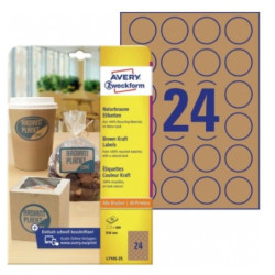 Naturbrune runde etiketter Ø40mm Avery L7105-25