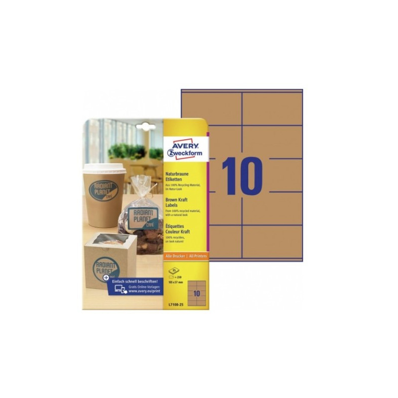 Naturbrune etiketter 105x57mm 25ark Naturbrune etiketter 105x57mm 25ark