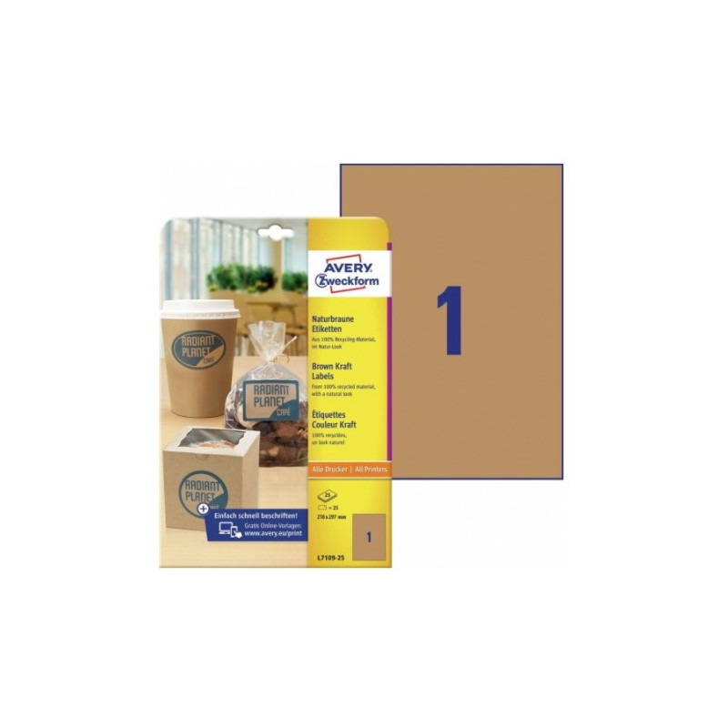 Naturbrune etiketter 210x297mm 25ark Naturbrune etiketter 210x297mm 25ark