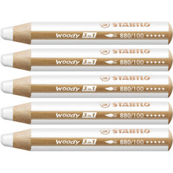 Stabilo woody 880-100 Hvid tyk farveblyant 5stk