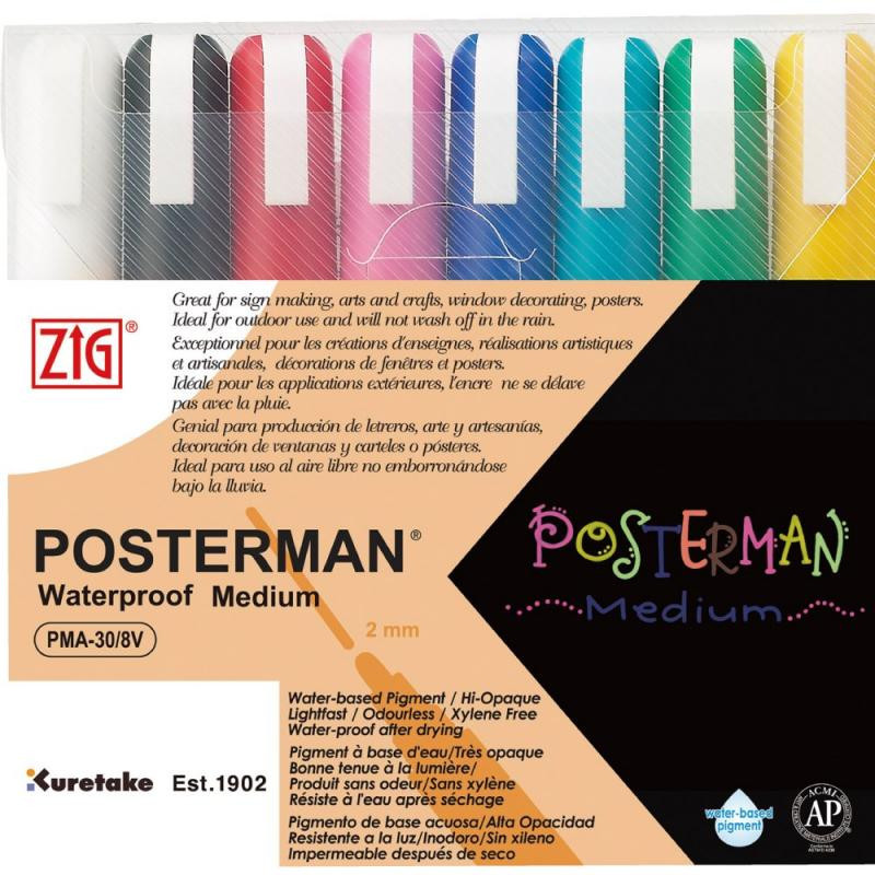 Marker Posterman 2mm 8-sæt