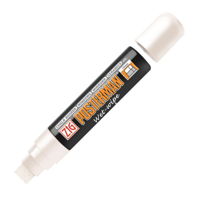 Marker Posterman wet-wipe 15mm hvid