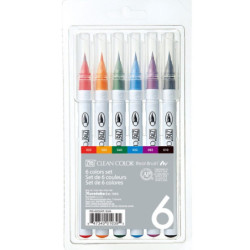 Clean Color Pensel Pen Sæt m. 6 stk