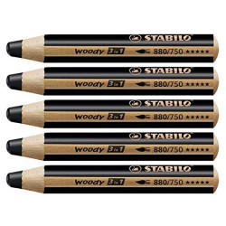 Stabilo woody 880-750 Sort tyk farveblyant 5stk