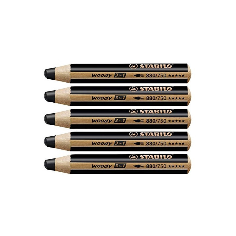 Stabilo woody 880-750 Sort tyk farveblyant 5stk