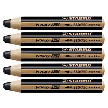Stabilo woody 880-750 Sort tyk farveblyant 5stk