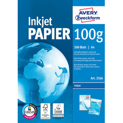Avery 2566 Bright white blaekprinter papir 100 g A4 500ark