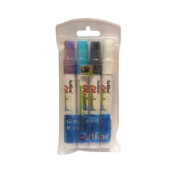Glastavle marker 4stk i etui