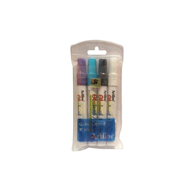 Glastavle marker 4stk i etui