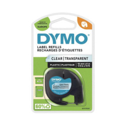Sort tekst på klar plasttape 12mm