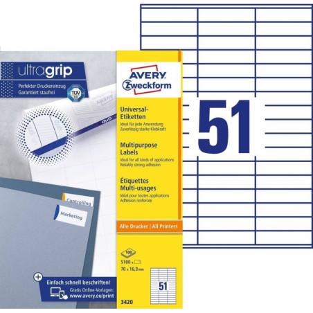 Avery 3420 hvide labels 51 pr.ark