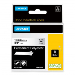 Rhino tape 19 mm x 5.5m perm. polyester (sort på klar)
