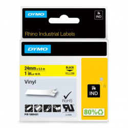 Rhino tape 24 mm x 5.5m coloured vinyl (sort på gul)