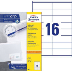 Avery 3423 hvide labels 16 pr.ark
