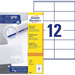 Avery 3424 hvide labels 12 pr.ark 105x48 100ark (Udsalg få stk)