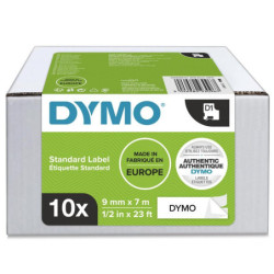 D1 Tape 9mm x 7m (sort på hvid) 10 Pack